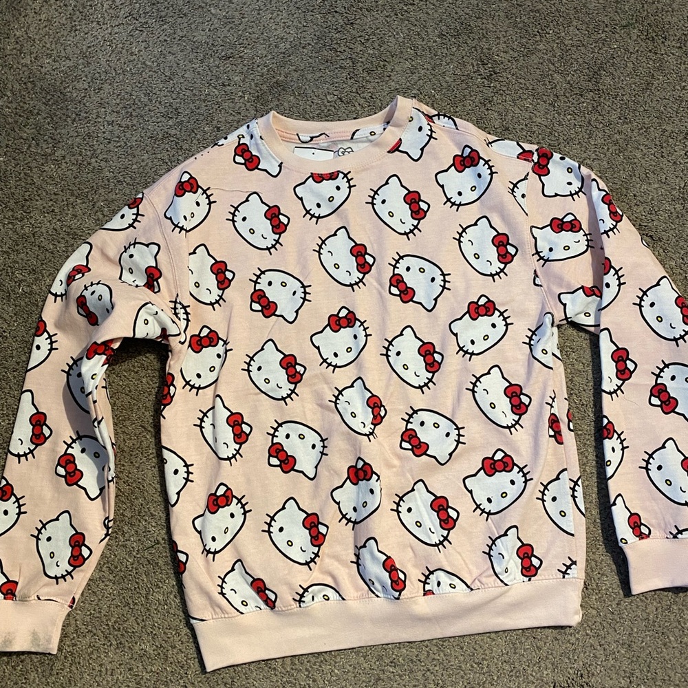 Women hello kitty sanrio top sweatshirt XS PINK fleece